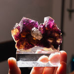 fluoriet met calciet van achteren belicht uit de annabel-lee mijn in Illinois.